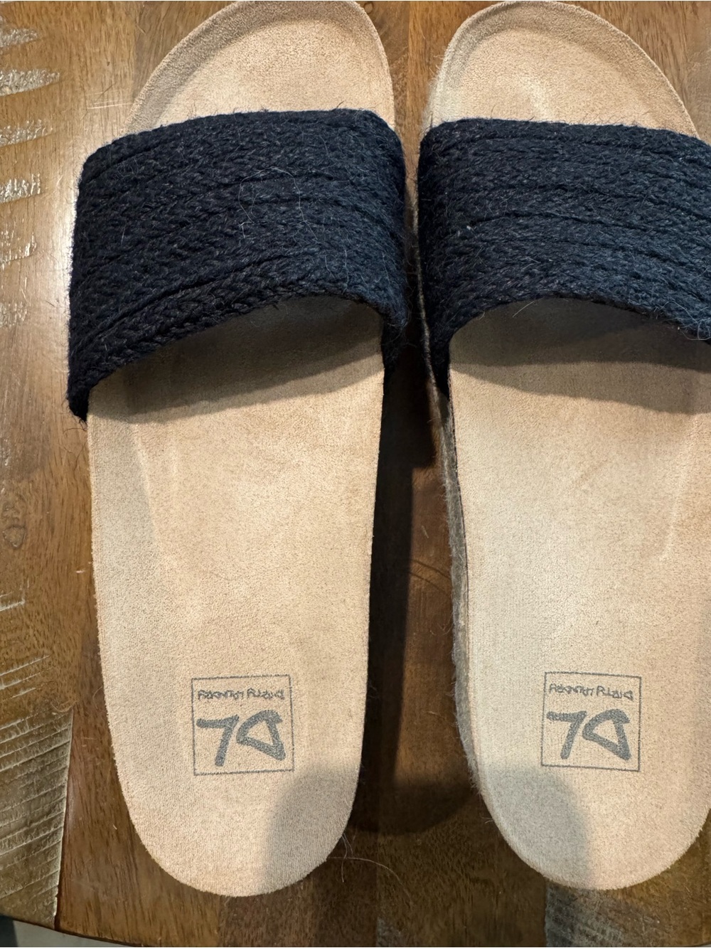 Dirty Laundry Black Slide Platform Sandals with Tan Footbed